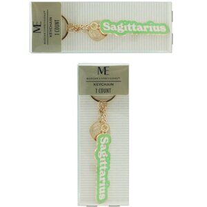 🎀 Sagittarius Zodiac Keychain Green, White & Gold Tone NEW